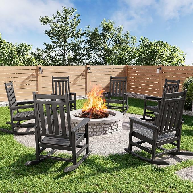 HDPE Rocking Chair Outdoor Set of 6 by Garvee