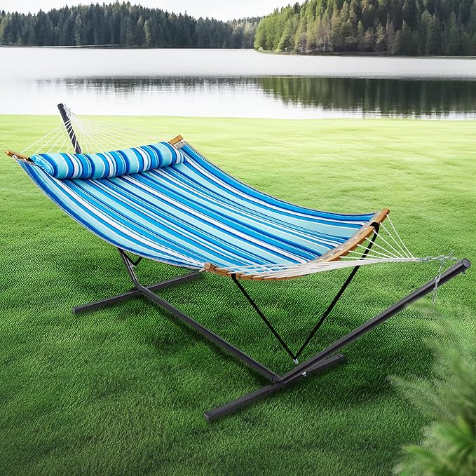 SUPERJARE Hammock with Stand, 2 Person Heavy Duty Hammock with Padded Cotton - Image 3