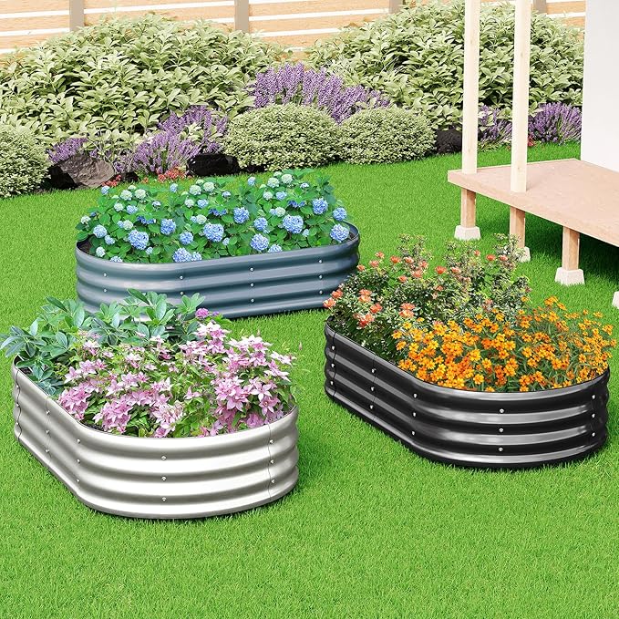 zizin Galvanized Raised Garden Bed Metal Oval Raised Garden Beds Outdoor - Image 6