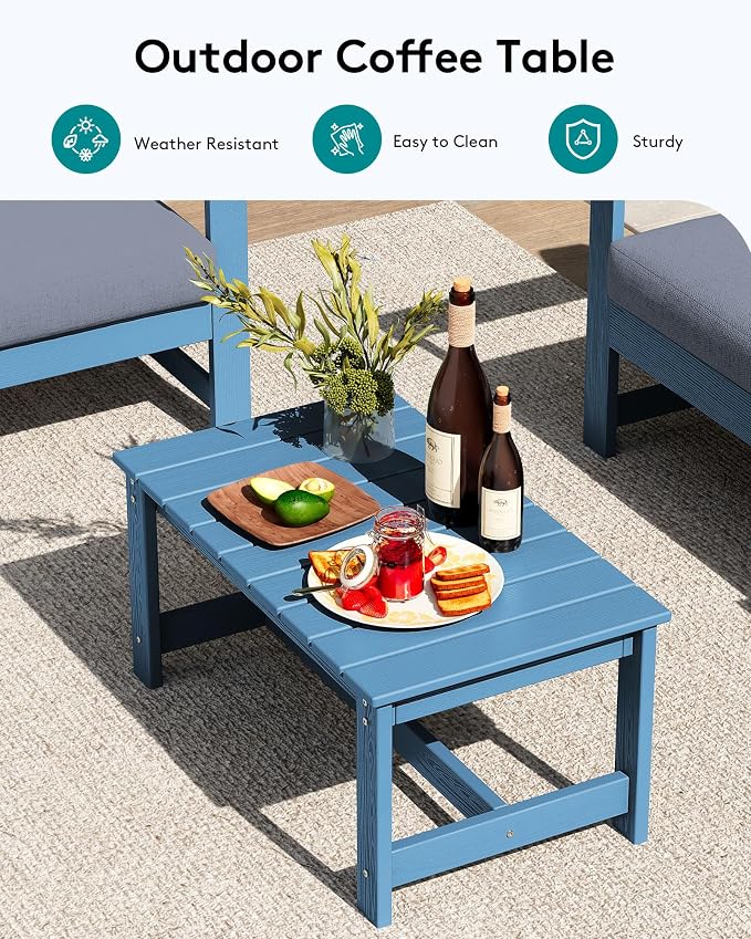 SERWALL 4 Pieces HDPE Outdoor Sofa Set - Image 7