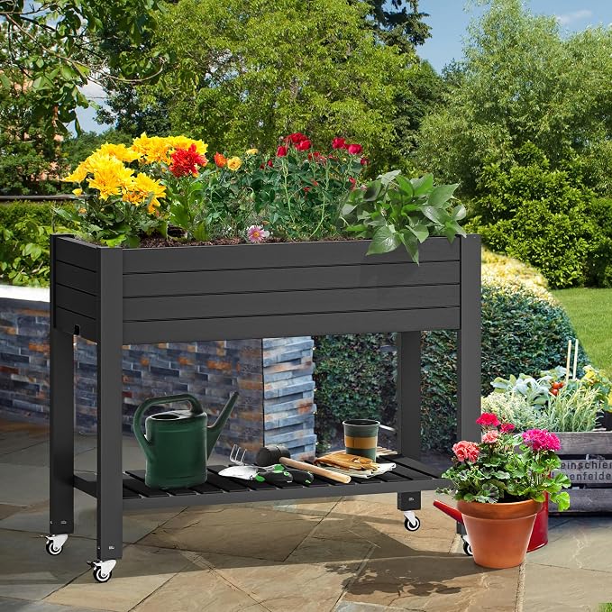 YITAHOME 43.3x17.7x34 in Elevated Garden Bed 2pcs, Outdoor Plastic Planter Box - Image 7