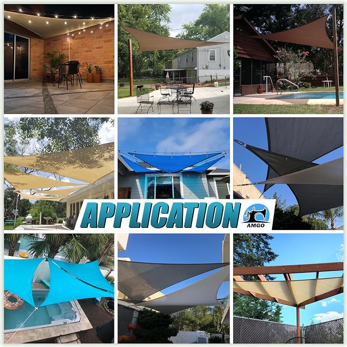 Amgo Custom Size 5' x 6' x 7.8' Sand Beige Right Triangle Sun Shade Sail Order - Image 5