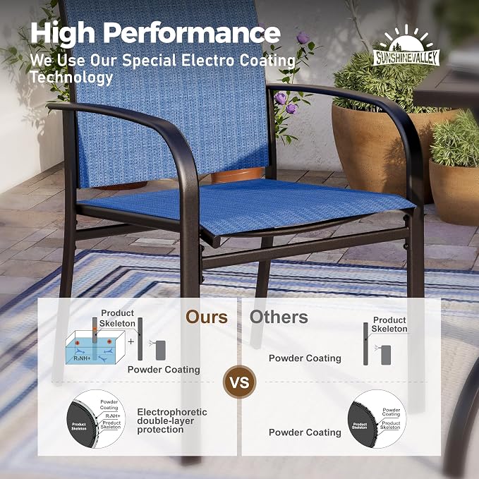 Patio Dining Set for 8, 8 x Stable Dining Chairs, Outdoor Table and Chairs Set - Image 5