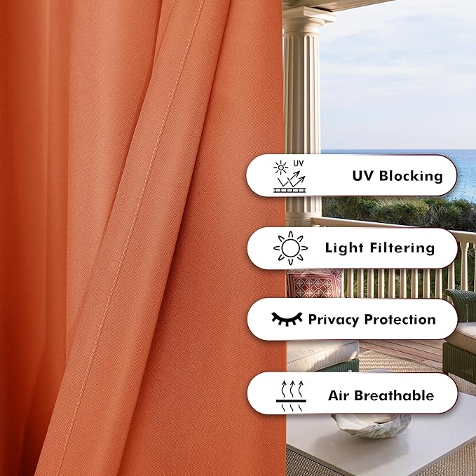 BONZER Outdoor Curtains for Patio Water Resistant Heavy Privacy Light Filtering - Image 4
