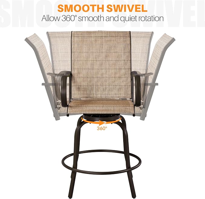 Yaheetech Patio Swivel Barstools Outdoor Chairs Set of 6, High Bistro Stools - Image 7