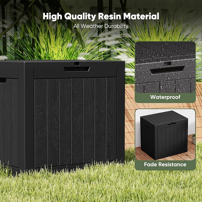 NEWBULIG 31 Gallon Deck Box, Weatherproof Resin Lockable Outdoor Storage - Image 2