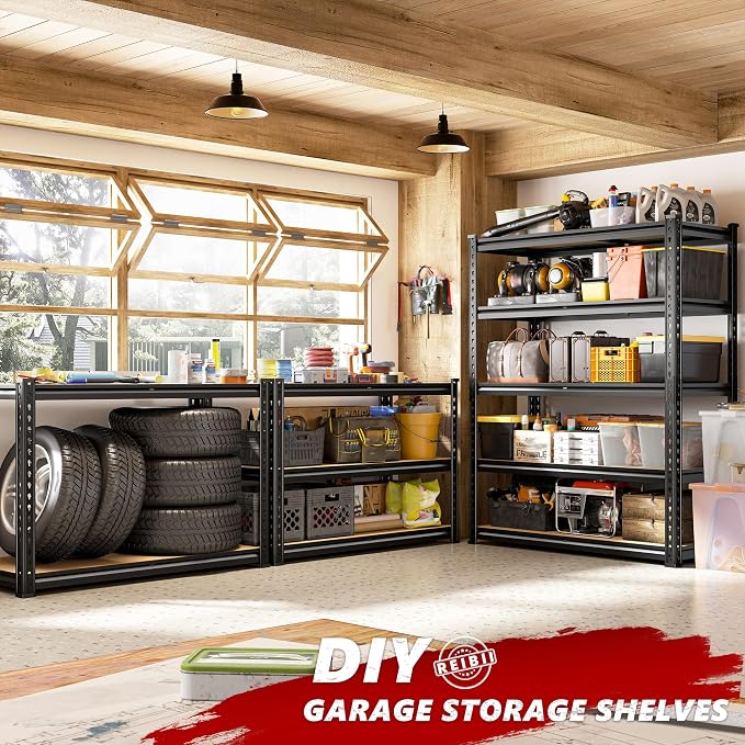 REIBII 2400LBS Garage Shelving Heavy Duty 5 Tier Storage Shelves Adjustable - Image 7