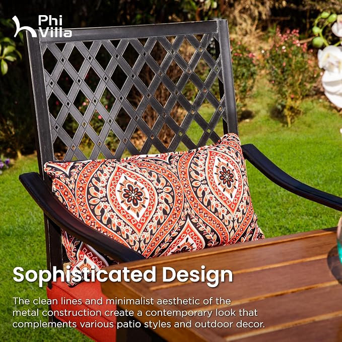 PHI VILLA Outdoor Swivel Bar Stools Set of 4, Counter Height Patio Chairs - Image 6