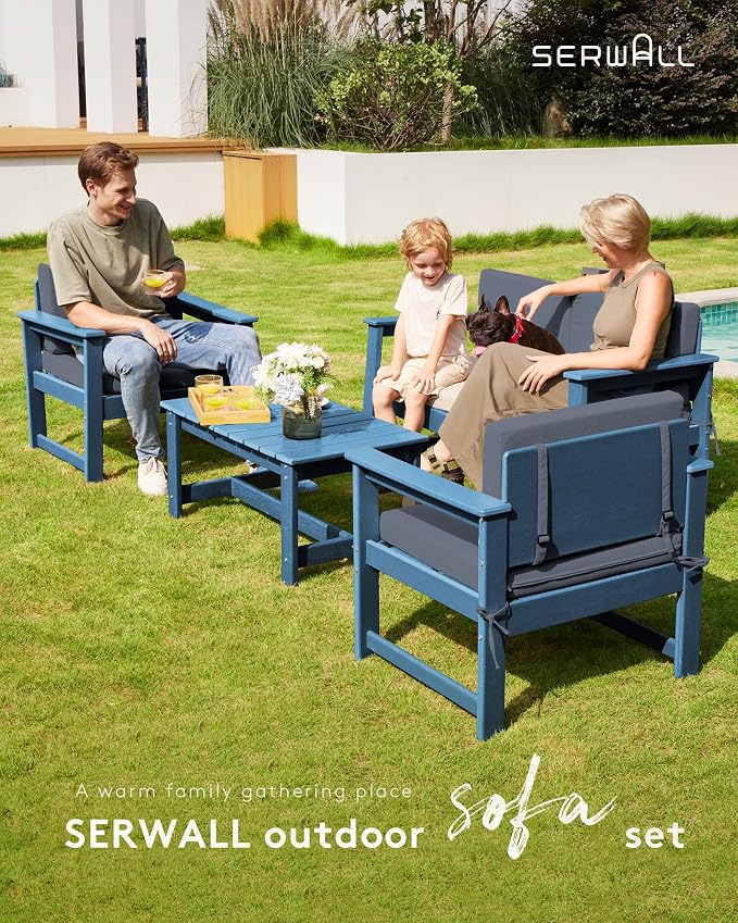 SERWALL 5 Pieces HDPE Outdoor Sofa Set - Image 7