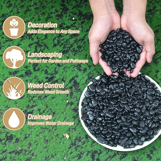 45LB Polished Black Pebbles, 1/4" - Image 3