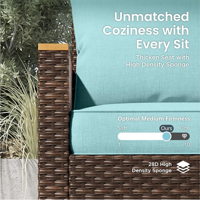 PHI VILLA 5-Piece Wicker Patio Furniture Set, Outdoor Sectional Sofa - Image 7