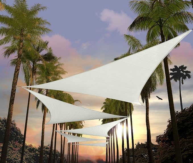 Amgo Custom Size 16' x 16' x 16' White Triangle Sun Shade Sail UPF50+ AGTAPRT12 by Amgo