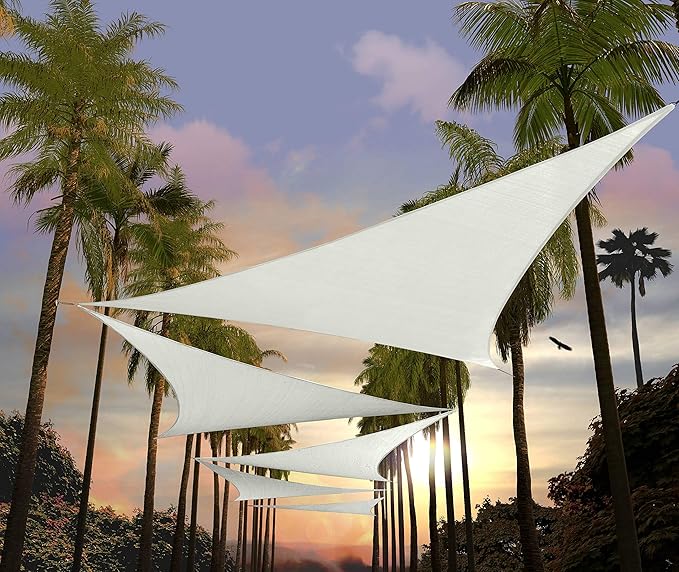 Amgo Custom Size 20' x 20' x 20' White Triangle Sun Shade Sail Order to Make by Amgo