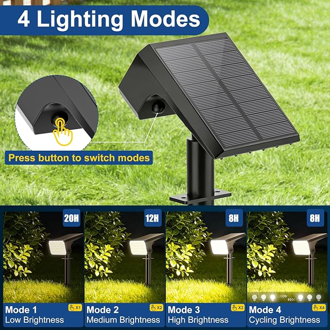 LANSOW Solar Spot Lights Outdoor Waterproof IP67, Solar Landscape Spotlights - Image 3