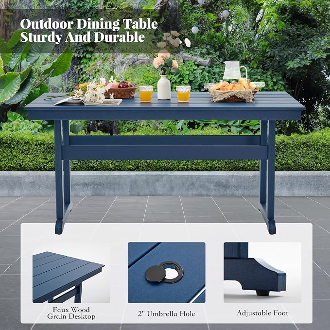 HDPE Outdoor Dining Set, 10-Piece Outdoor Table and Chairs Include 8 Dining - Image 4