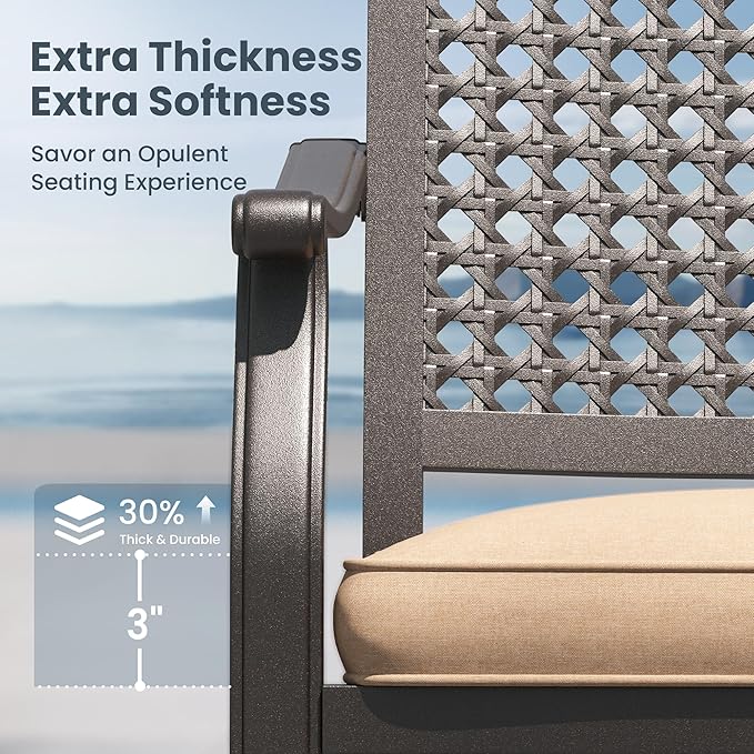 PHI VILLA Outdoor Conversation Furniture Set of 5 piece Patio Dining Set - Image 5