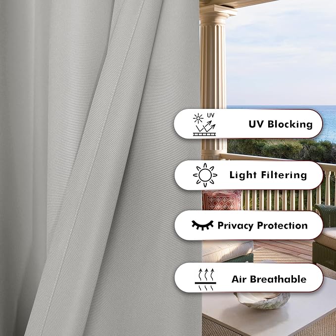 BONZER Outdoor Curtains for Patio Waterproof Thick Privacy Extra Wide Grommet - Image 4