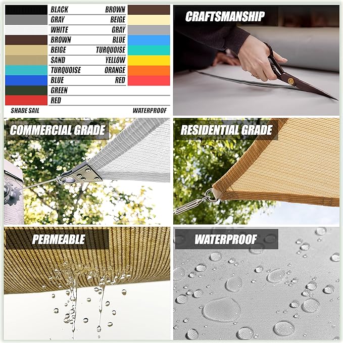 Amgo Custom Size 17' x 18' x 24.8' Grey Right Triangle Sun Shade Sail Order to - Image 6