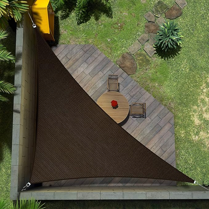 Amgo 24' x 24' x 33.9' Brown Right Triangle Sun Shade Sail UPF50+ Canopy Awning by Amgo