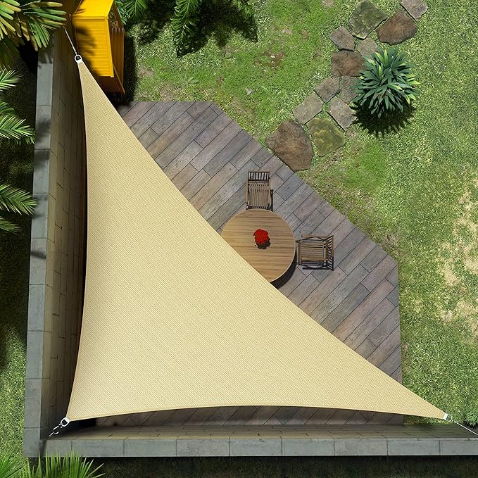 Amgo Custom Size 21' x 23' x 31.1' Beige Right Triangle Sun Shade Sail UPF50+ by Amgo