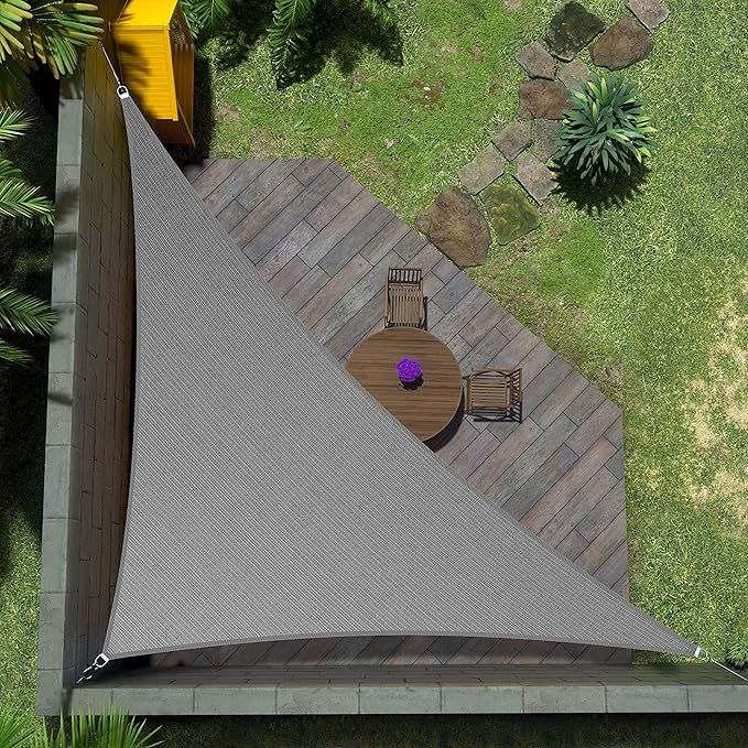 Amgo Custom Size 8' x 8' x 11.3' Gray Right Triangle Sun Shade Sail UPF50+ by Amgo