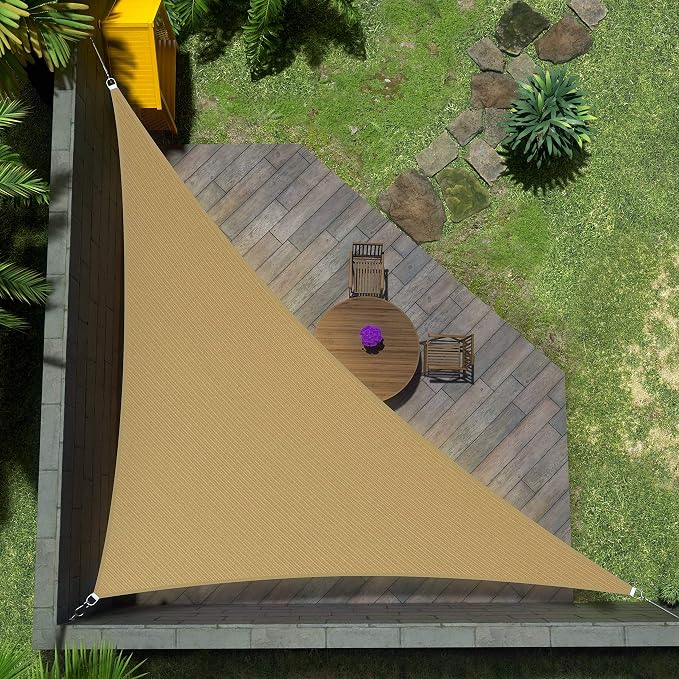 Amgo Custom Size 19' x 24' x 30.6' Sand Beige Right Triangle Sun Shade Sail by Amgo