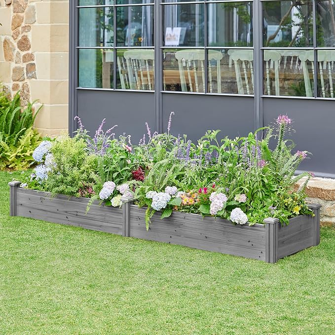 Yaheetech 8×2ft Wooden Horticulture Raised Garden Bed Divisible Elevated - Image 7