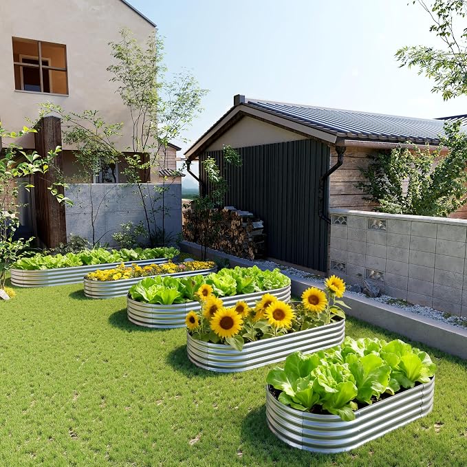 2PCS 12x2x1FT Galvanized Raised Garden Bed Kit, Vegetable Boxes-Oval Metal - Image 7