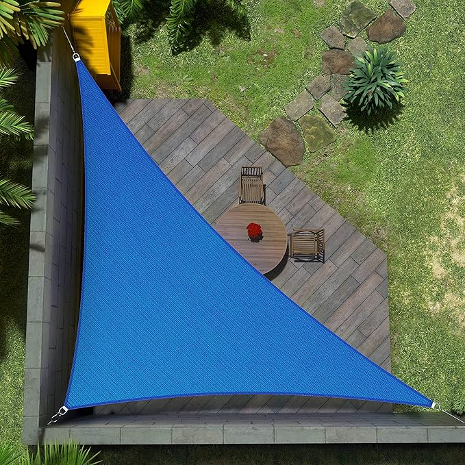 Amgo Custom Size 17' x 21' x 27' Blue Right Triangle Sun Shade Sail UPF50+ by Amgo