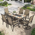 PHI VILLA 7 Piece Outdoor Table and Chairs Set, 2 Swivel & 4 Fixed Patio Chairs by PHIVILLAThepioneerofcomfortablehouseholdsupplies