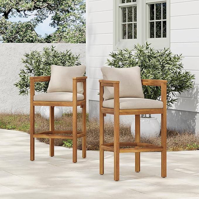 Christopher Knight Home Kuart Acacia Wood Outdoor Bar Stool Set of 2 by ChristopherKnightHome
