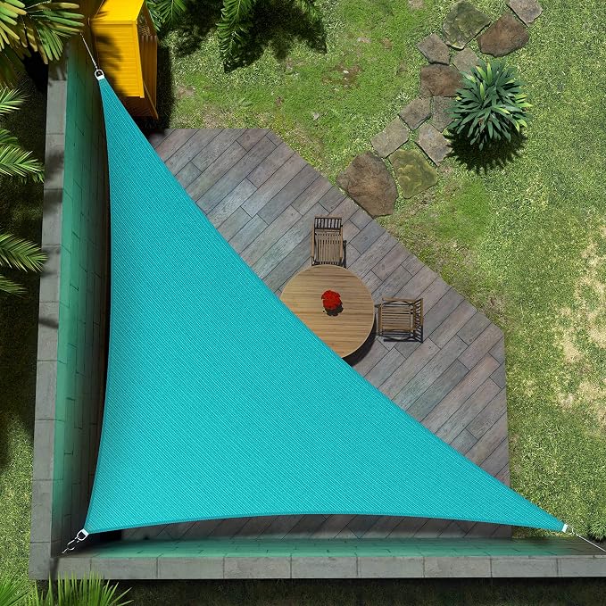 Amgo Custom Size 6' x 6' x 8.5' Turquoise Triangle Sun Shade Sail UPF50+ by Amgo