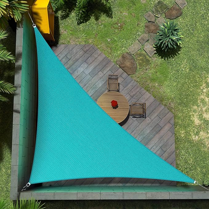 Amgo Custom Size 10' x 14' x 17.2' Turquoise Triangle Sun Shade Sail UPF50+ by Amgo