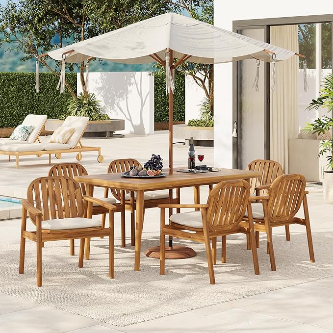 Christopher Knight Home Meja Acacia Wood Outdoor Dining Set by ChristopherKnightHome