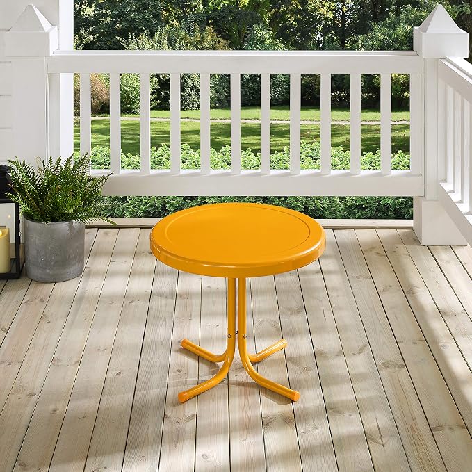 Crosley Furniture Griffith Weather Resistant Retro Metal Outdoor Side Table - Image 12