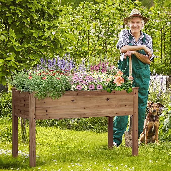 Yaheetech 1pc Raised Garden Bed 48x24x30in Elevated Wooden Horticulture Planter - Image 2