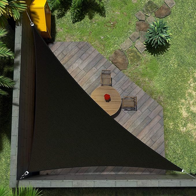 Amgo Custom Size 16' x 22' x 27.2' Black Right Triangle Sun Shade Sail UPF50+ by Amgo