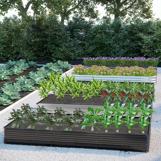 2PCS Galvanized Raised Garden Bed Kit, Vegetable Boxes-Rectangle Metal Flower - Image 8